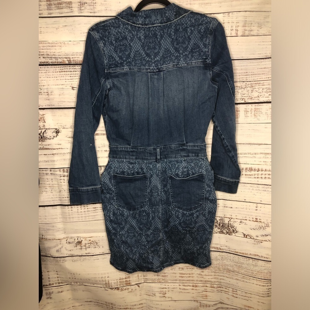 Lace Print Denim Mini Dress - Picture 12 of 16